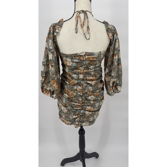 Hello Molly Basque Country Dress in Sage Floral Print Size 4 OffShoulder Sleeves - Picture 8 of 13